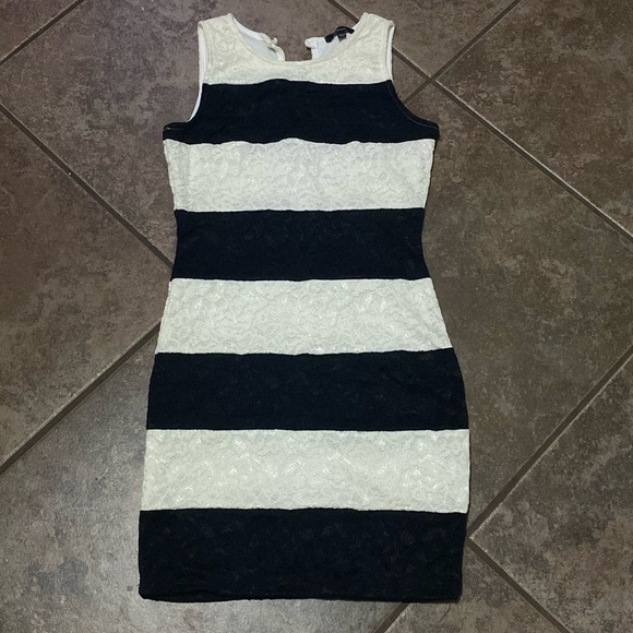 Soprano Dresses & Skirts - Black and White Striped Short Dress